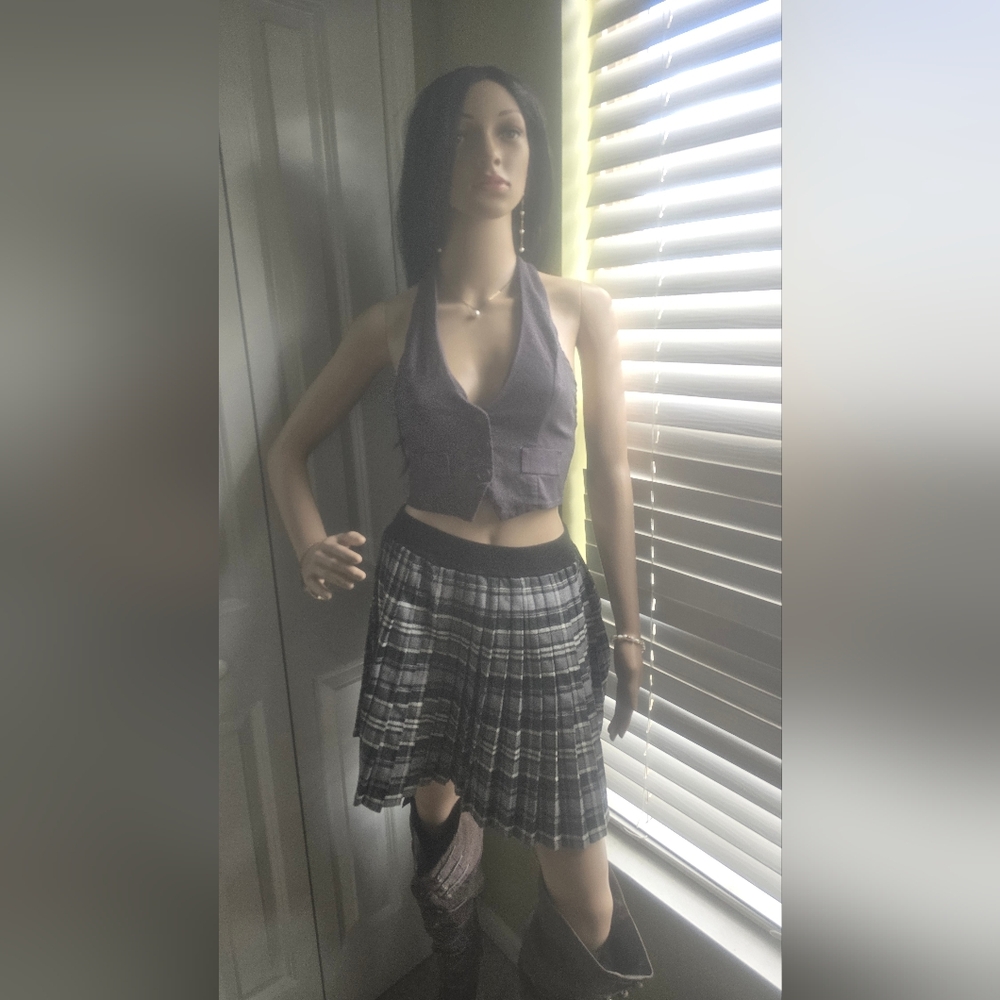 Xhilaration Black and White Plaid Mini Skirt